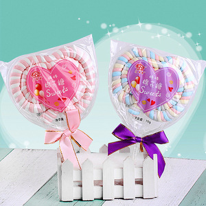 70克超大创意棉花糖果教师节老师礼物爱心形棉圈棒棒糖软糖大