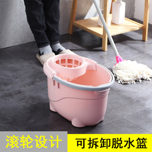 家用平板拖把桶带拧干器拖把清洗桶长方形手提塑料带轮水桶洗车桶