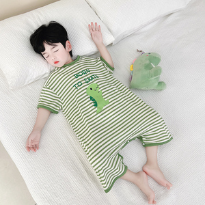 男童恐龙连体睡衣夏季男孩宝宝薄款纯棉空调服睡袋儿童夏款家居服