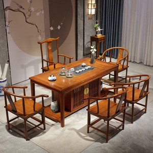 新中式非洲花梨木茶桌椅组合实木茶台茶具套装一体功夫红木茶艺桌