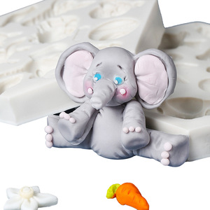 卡通动物森林可爱小象兔子巧克力模 翻糖蛋糕硅胶模具