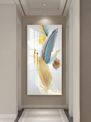 玄关麋鹿晶瓷画大幅