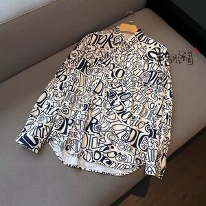 dior/迪奥 20新款 满身撞色字母logo印花 长袖衬衫男女衬衣外套