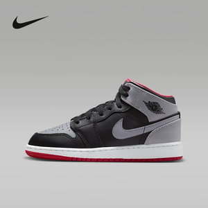Nike耐克女鞋Air Jordan 1 AJ1灰黑色中帮复古篮球鞋DQ8423-006