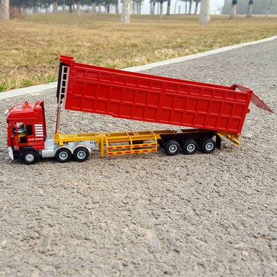 翻斗车合金倾卸大卡车:翻斗车型仿真仿真玩具汽车模型如果爱可以从
