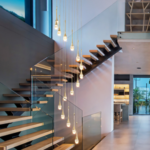 楼梯间长吊灯旋转水晶轻奢别墅loft公寓现代简约挑空客厅复式楼大