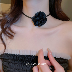 韩国新款花朵项链时尚创意个性简约颈链法式复古暗黑风项饰女
