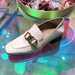73hours/73小时女鞋2021春夏新款方头金属扣粗跟中跟乐福鞋女单鞋