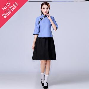 怀旧服装340-40年代中山装衣服民国时期男女学生中山装合唱演出服