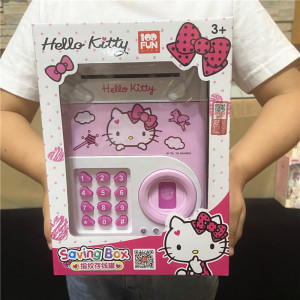 hellokitty凯蒂猫指纹存钱罐创意密码箱儿童密码锁保险箱女孩玩具