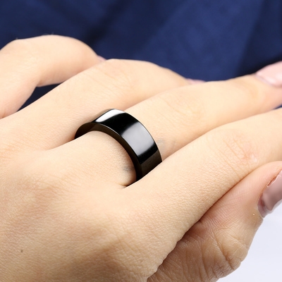 和田玉墨玉戒指女ins潮新疆黑玉黑羊脂指环原石扳指男女 个性圈戒