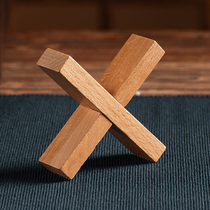 十字架 鲁班锁孔明锁单个 榉木高难度成人儿童动脑益智玩具