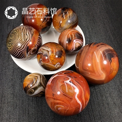 缠丝红玛瑙健身球保健手球玛瑙玉石手球把玩件老年人礼物一物一图