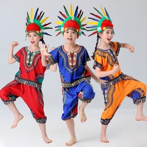 六一儿童节非洲鼓演出服装幼儿园印第安人野人舞蹈表演套装男女童