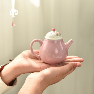 纯手绘芽芽梨型壶女士小茶壶一人用家用喝茶泡茶壶精致迷你手把件
