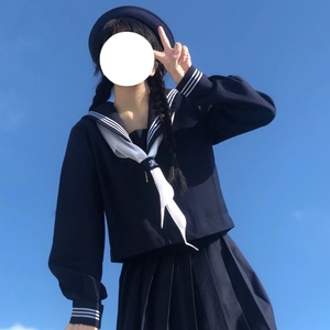 绀三本日系正统jk制服海军学院风校供中间水手服女学生长裙套装