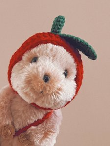 日本sunlemon矮尾短袋鼠毛绒玩偶娃衣针织苹果头套15cm配饰衣服