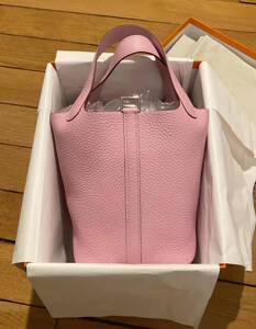 正品代购爱马仕hermes女包菜篮子大象灰手提手拎包小水桶18//22cm