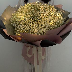 满天星干花带灯摆摊花束材料蓝色粉色网红diy包装送人彩灯大束ins