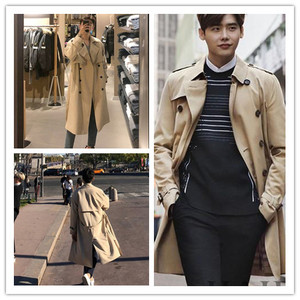 李钟硕同款大衣秋冬英伦风衣男中长款2021新款外套潮帅气宽松大衣