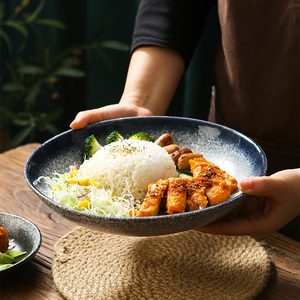 日式餐具商用陶瓷菜盘家用意面沙拉碟卤肉咖喱鸡盖浇饭碗专用盘子