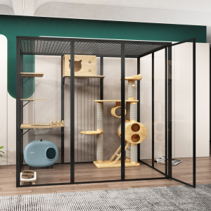 猫别墅玻璃全景猫屋宠物展示柜笼子大空间围栏猫舍窝定制家用室内