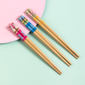 儿童筷子防滑家用二段6岁实木4岁宝宝专用卡通可爱竹筷短快子