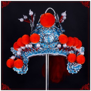 戏曲戏剧京剧豫剧用品头盔 刀英盔 武生武将帅盔岳飞帽将军盔帽