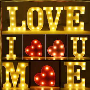 摆件发光字iloveyou求婚布置创意用品户套kt室v内表白字母灯外装