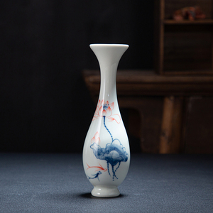 玉净瓶茶道插花器家居摆件中式青瓷陶瓷小花瓶观音瓶供佛禅意花瓶