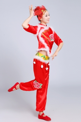 高档欢聚一堂秧歌服开门红演出服女成人映山红喜庆东北秧歌舞蹈服