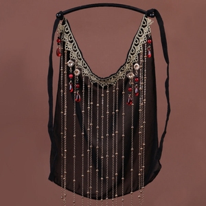 古风面具流苏珠帘面纱敦煌异域风情配饰面饰汉服遮面帘挂耳配饰黑