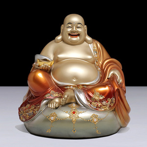 全铜大圆满笑佛掐丝珐琅镶宝招财大肚弥勒佛佛像摆件供奉神像