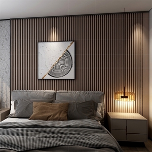 壁画房间吊顶电视背景墙格栅实木隐形门暗门高槽背景墙面装饰竖条