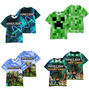 我的世界衣服男童短袖t恤中大童Minecraft苦力怕末影人半袖图案潮