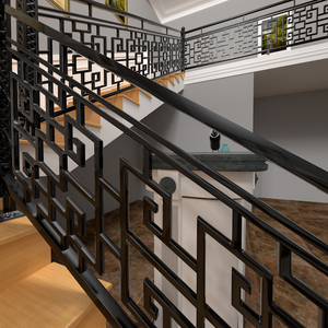 中式铁艺阳台护栏阁楼室外围栏栏杆楼梯扶手正品栅栏隔断原创设计