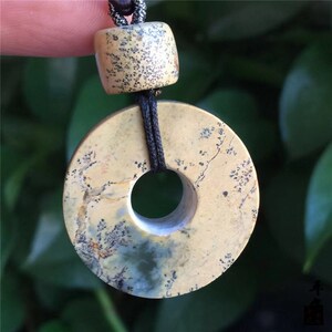 河磨玉平安扣吊坠析木绿河磨带皮奇石玉坠玉石颈饰品男女配饰礼m