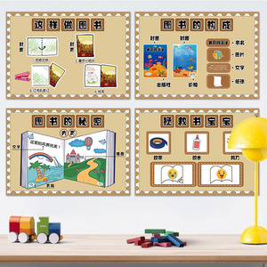 幼儿园图书区图书制作修补阅读角书的秘密书破了怎么办环创墙贴纸