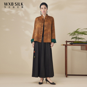 韦小宝春季55姆米重缎香云纱外套复古花色女士上衣2211114016