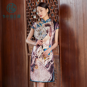 001人付款天猫韦小宝真丝桑蚕丝连衣裙春夏季高端气质中长款印花裙子