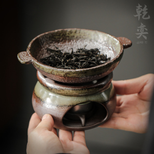 日式粗陶烤茶叶炉陶瓷焙茶醒茶温茶炉蜡烛加热底座家用茶叶提香器