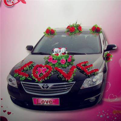 结婚头花婚车韩式个性彩车车头装饰花韩版熊吸盘式头车婚庆迎亲.