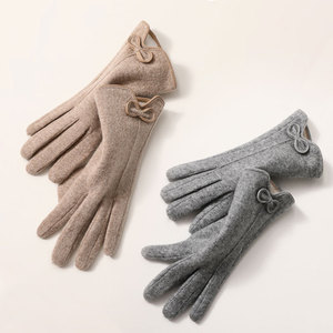 保暖手套N719秋冬季女士加绒加厚羊绒韩版户外运动骑行触屏手套