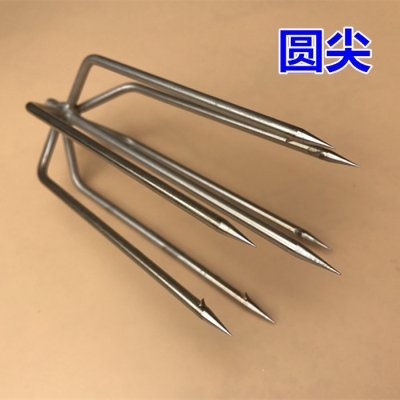 中号7齿不锈钢鱼叉5米7米伸缩抄网杆金属带倒刺圆尖扁尖捕鱼渔.