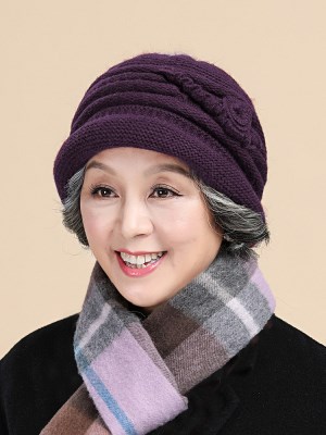 中老年人帽子女士奶奶老人老太太妈妈冬季加绒保暖毛线兔毛针织帽