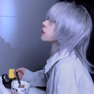 网红鲻鱼头假发男短发日系狼尾cos雾霾蓝色男女通用武士头假发套