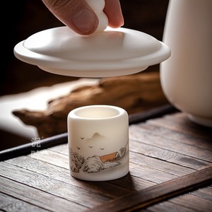 泥味羊脂玉德化白瓷茶道配件陶瓷茶宠盖置冰种壶托多功能杯托盖托