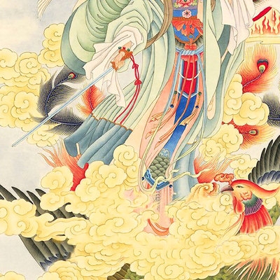 九天玄女娘娘画像挂画道教女神女仙丝绸画x卷轴画道v场供奉水陆