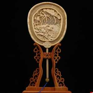 桧木宫扇古风扇子中国风古装宫廷长柄流苏红木扇摆件屏风装饰玄o