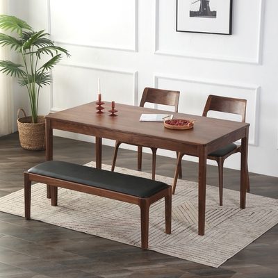 000人付款淘宝谷珀实木餐桌美式黑胡桃木长方形餐桌椅组合饭桌欧式